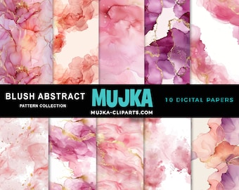 Alcohol Inks Digital Paper, Watercolor Blush Gold Seamless Patterns, Abstract Sublimation Digital Download, PNG, Abstract Scrapbook Papers