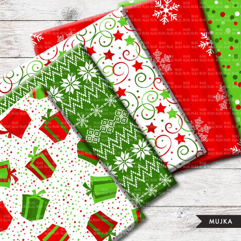 Christmas digital papers, red green Christmas papers, Christmas backgrounds, santa digital papers, christmas tree png, cute Christmas png image 3