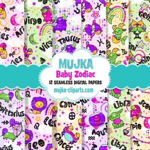 Sternzeichen Digitale Papiere, nahtlose Muster, Baby Horoskop Muster, Geburtstagspapiere png, Geburtstagspapiere png, Geburtstagspapiere png