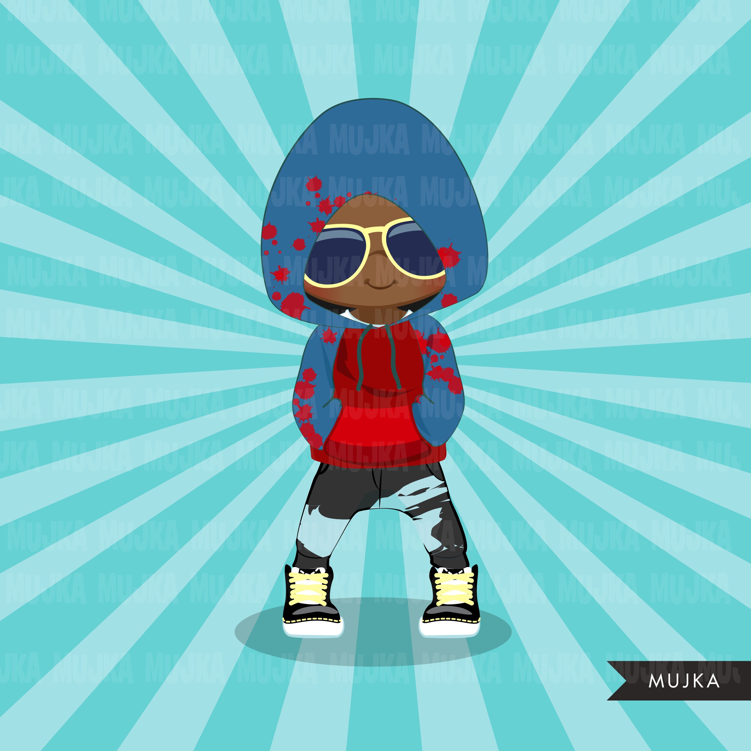 Afro Black Hip Hop Dancer Boys Clipart, Boombox, Break Dance, Rapping ...