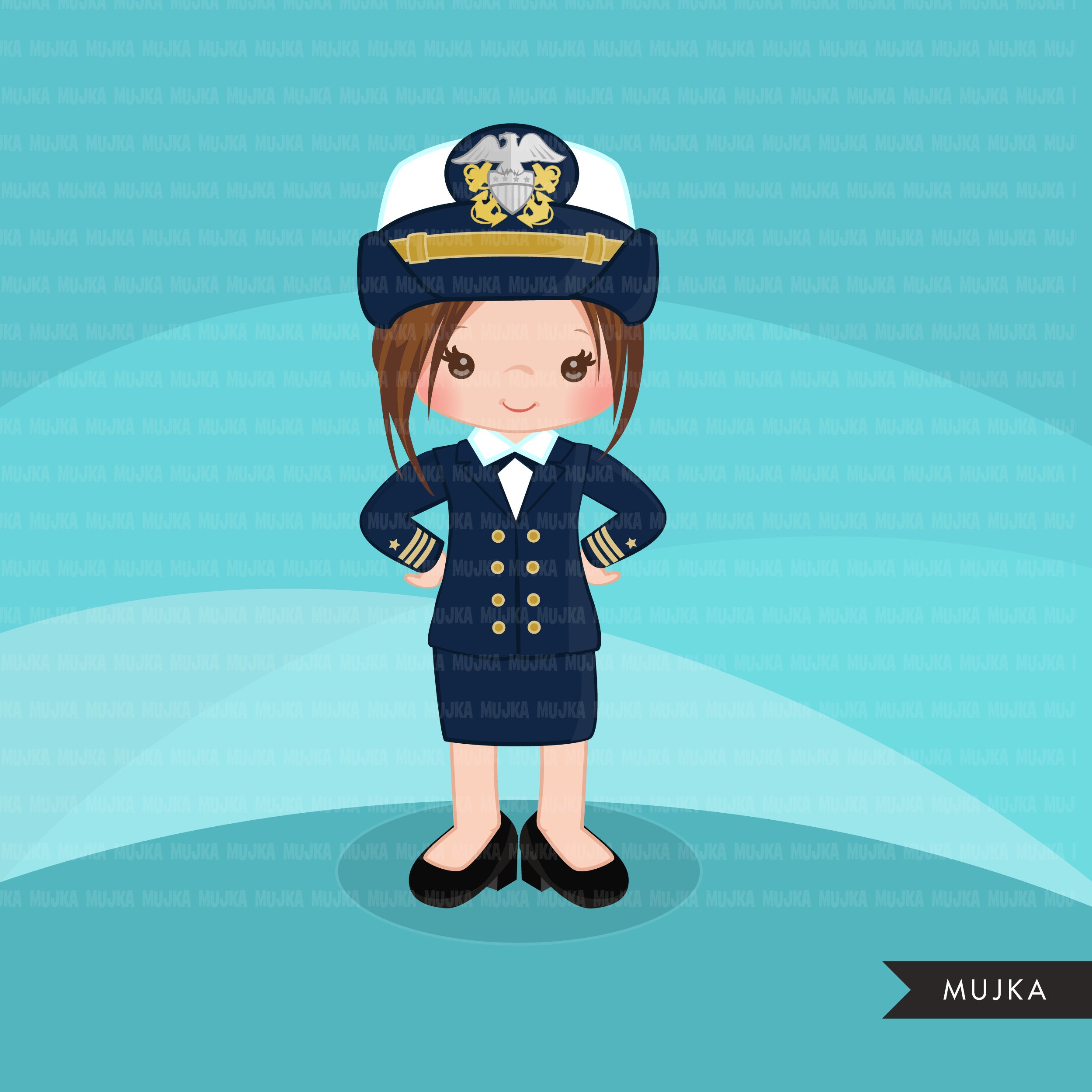 Female Navy Officer Clipart. Little Girl Graphics Sailing - Etsy Canada