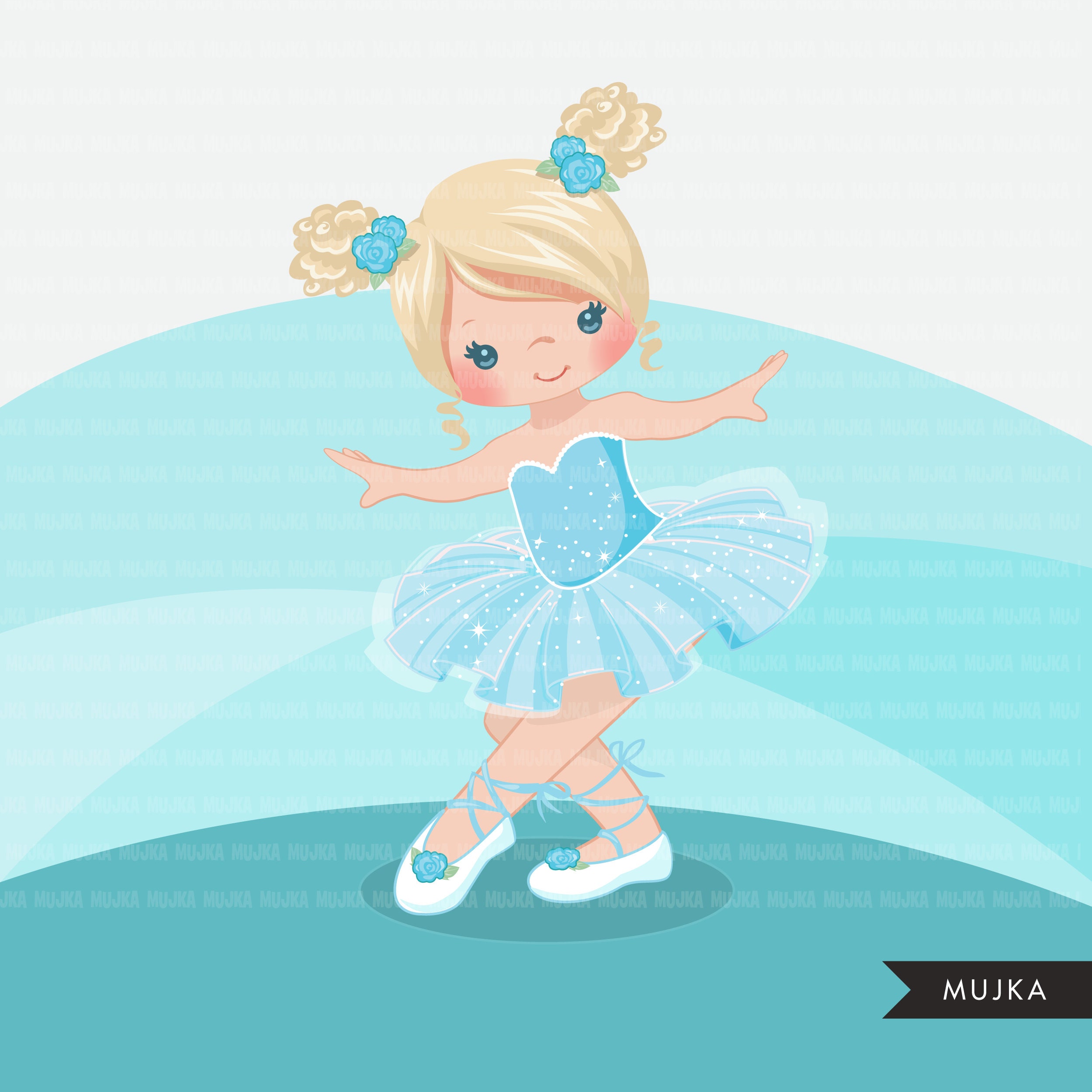 Ballerina Clipart, Chic Ballet Characters, Black, Card Ballerina Clipart, Chic Ballet Characters, Black, Card