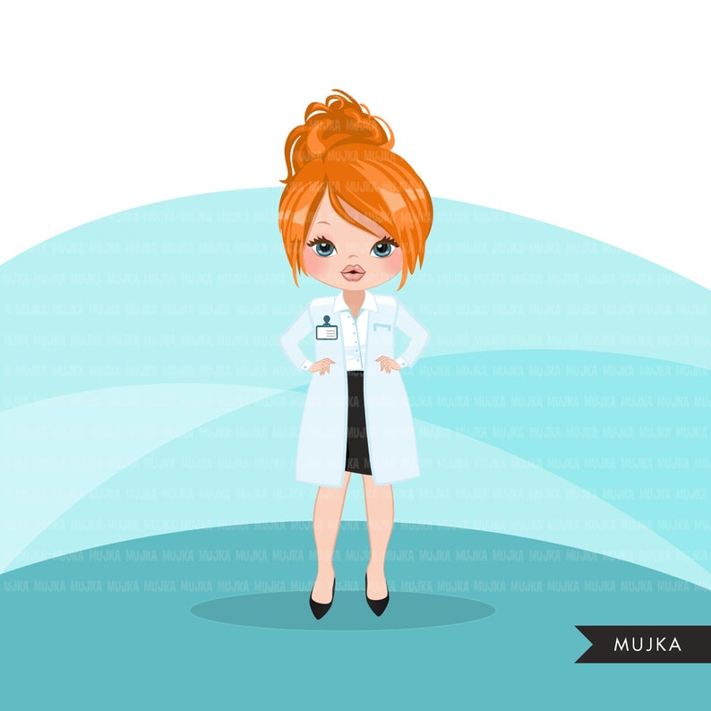 Female Doctor clipart, hospital graphics, print and cut PNG digital Designs, quarantine Medical girl clip art image 4