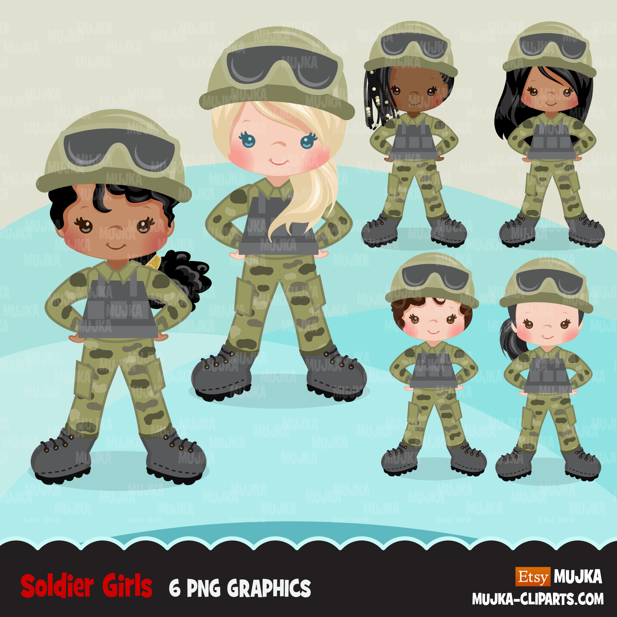 Soldier Clipart Army Girl Military Family Patriot Black - Etsy Australia
