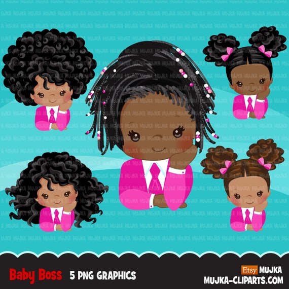 Download Black Boss Baby Clipart Toddler With Pink Business Suit Graphics Afro Curly Hair Girls Sublimation Designs Clip Art By Mujka Design Inc Catch My Party