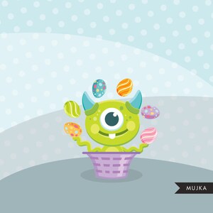 Cute Easter Monsters clipart, cute spring graphics, illustration, planner stickers, scrapbooking, character, embroidery, cutting files, art image 4