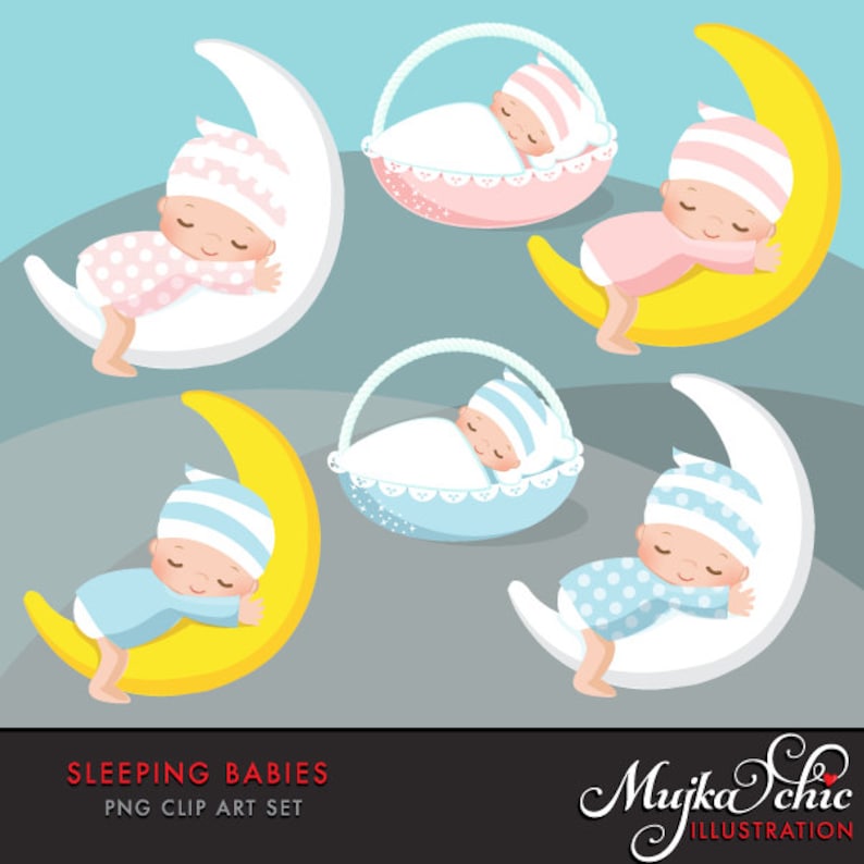 Baby Clipart. Pink and blue baby graphics. Baby Shower new image 0