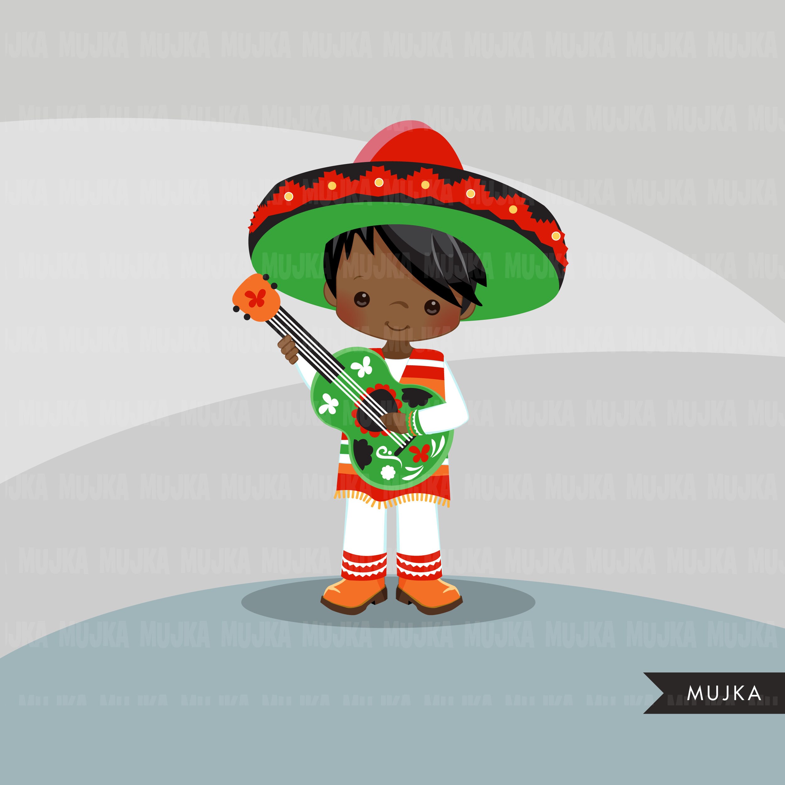 Cinco De Mayo Clipart. Mexican Holiday Mariachi Dancers, Musicians,  Maracas, PAPEL PICADO Banner, , Fiesta, Folk Dancers - Etsy, image size:2499x2499