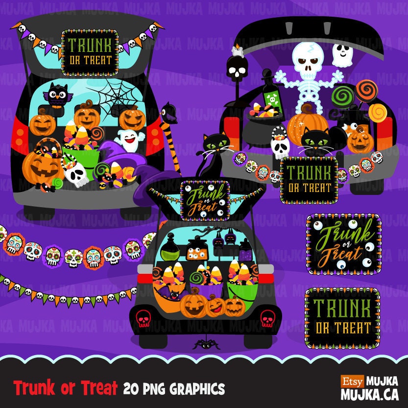Trunk or treat clipart, Halloween clipart, trunk or treat download, s…