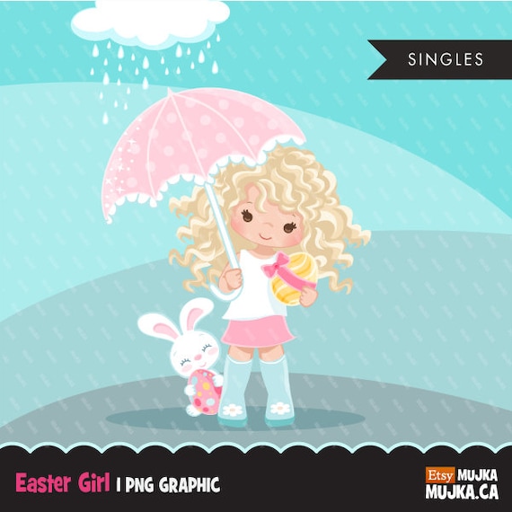 Easter spring clipart egg hunt, scavenger, bunny, cute characters, scrapbooking, card making, embroidery, spring showers, Il_570xn