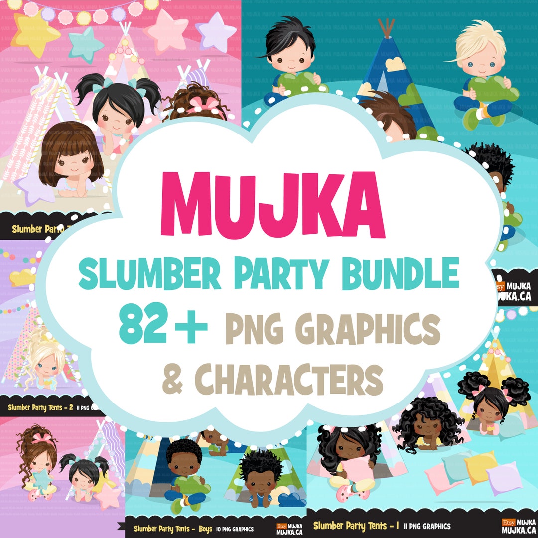 Slumber Party Png, Sleepover Clipart Bundle, Sleepover Party, Boys ...