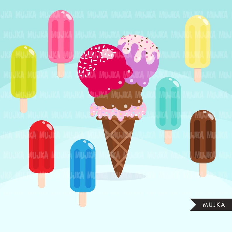 Ice cream creator Clipart. Popsicle graphics , colorful bakery logo, digitized embroidery, , Sublimation Designs clip art, image 3