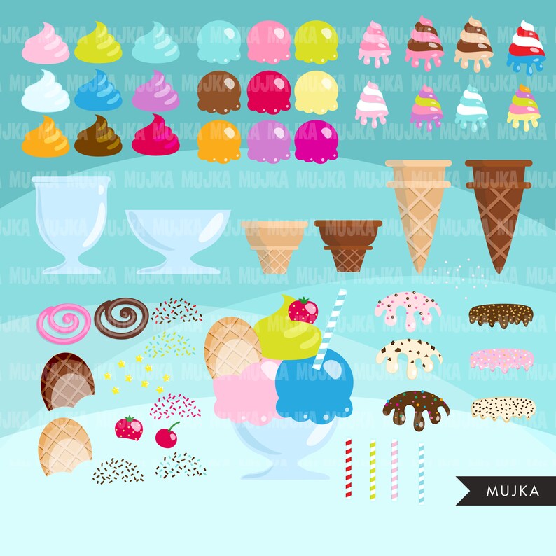 Ice cream creator Clipart. Popsicle graphics , colorful bakery logo, digitized embroidery, , Sublimation Designs clip art, image 2