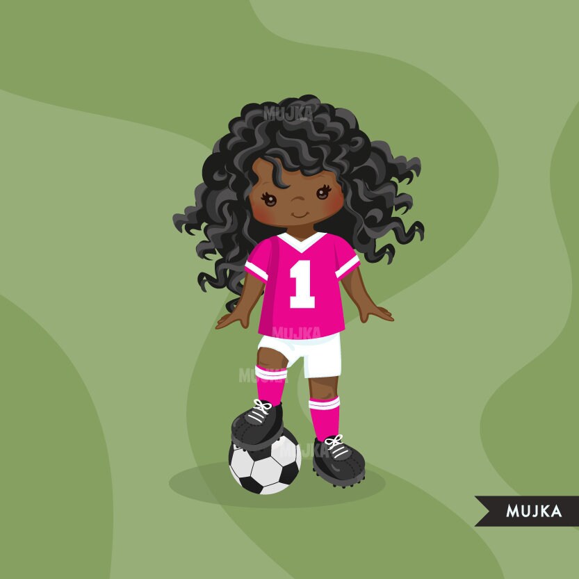 Soccer Clipart. Sport Graphics Girls Soccer Player | Etsy