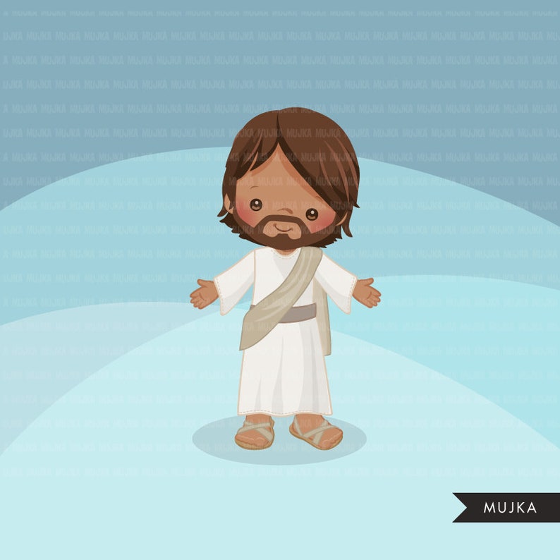 Jesus Christ Clipart. Cute religious illustration, Jesus graphics, character design, , scrapbook, nativity art, Bible story image 3