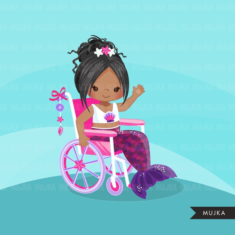 Special Needs Wheelchair clipart Mermaid princess clipart Etsy