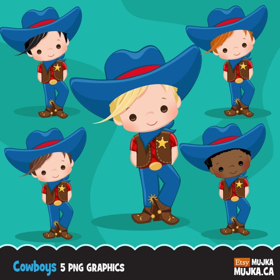 Cowboy Clipart. Wild West Cute Cowboy Clipart- Red & Blue. Cowboy boots, sheriff, horses, cowboy graphics, printables, chore charts, planner Il_570xn