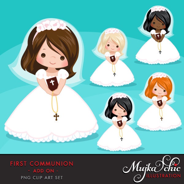 First Communion Clipart for Girls. Communion characters, graphics, bi…