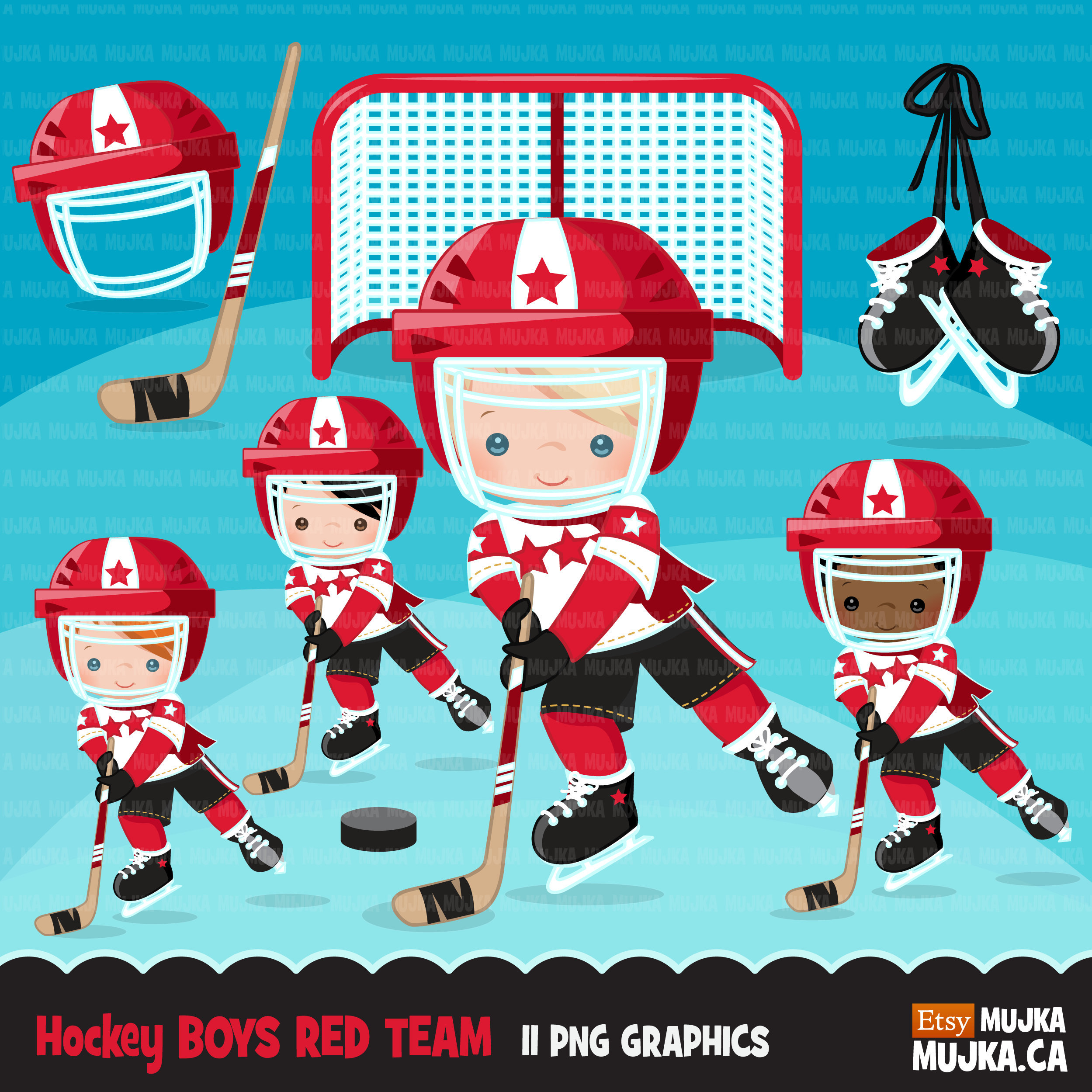 Hockey Clipart. Sport Graphics Boys Hockey Player Characters Etsy Canada
