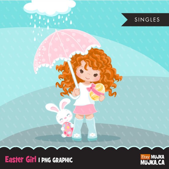Easter spring clipart egg hunt, scavenger, bunny, cute characters, scrapbooking, card making, embroidery, , spring showers Il_570xn