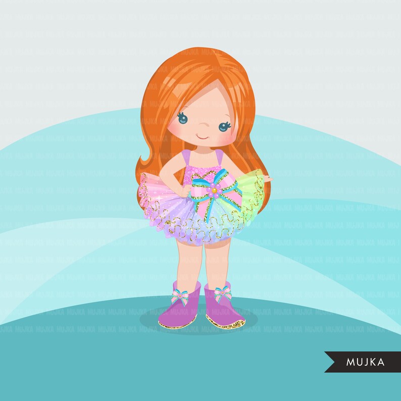 Rainbow Unicorn Tutu Clipart. Girl with cute tutu modern ...