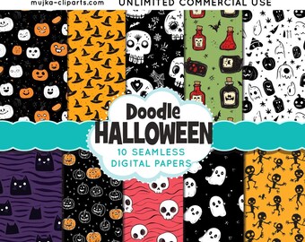 Cute Halloween digital papers, Halloween Baby Background, Skull Backgrounds, Jack o Lantern Pumpkin patterns, Printable Scrapbook papers