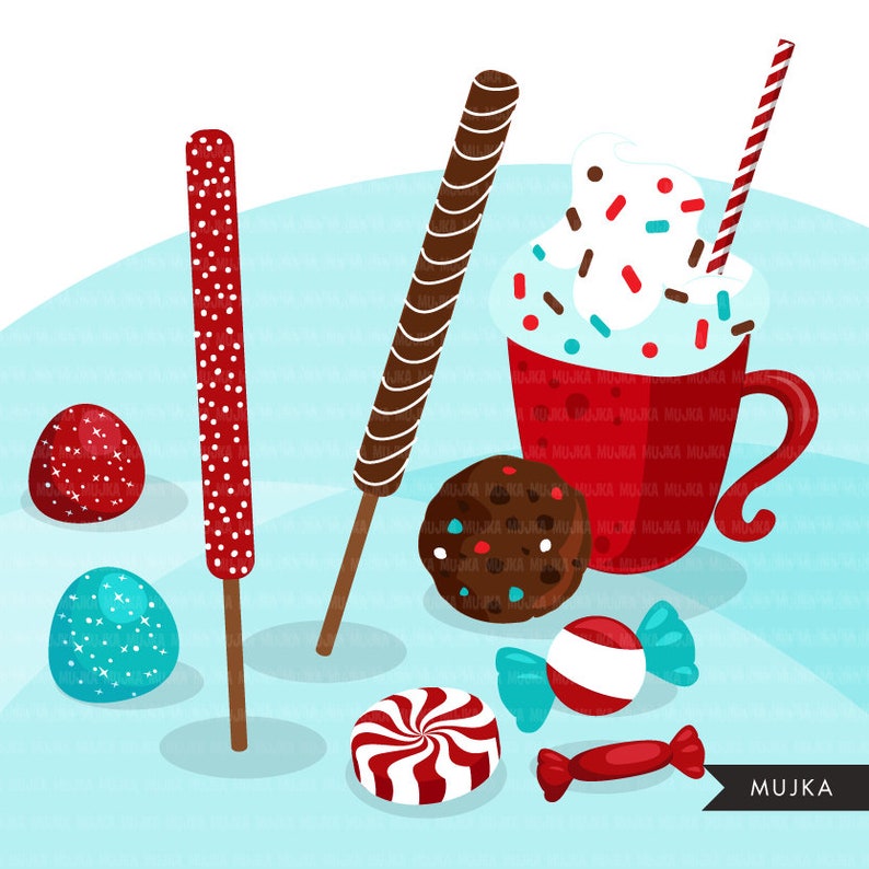 noel Buffet bar display lollipop candyfloss gumball graphic macaroons candycorn candy cane pretzel Christmas Candy Clipart sweets
