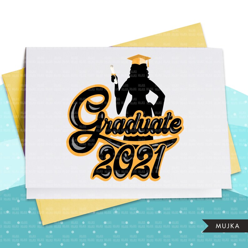 Grad Clipart, Graduation 2021 png, woman grad sublimation designs digital download, class of 2021 png, senior graduate women clip art image 6