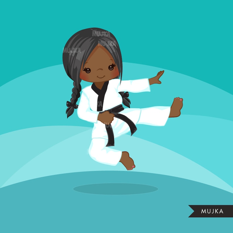 Karate Kid Clipart. Karate girls card making embroidery Etsy