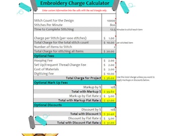 Easy Embroidery Charge Calculator