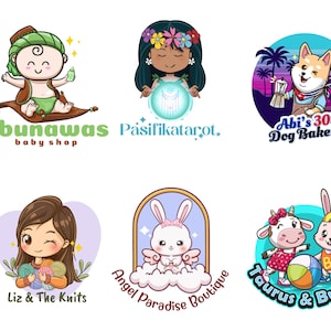 Custom Cute Kawaii logo| Custom logo | Cartoon logo | Kawaii Commission | Mascots | Mascot Logo | Kawaii | Cute | Chibi | Animal | Vector