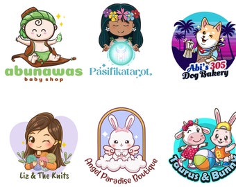 Design personalizzato del logo della mascotte Kawaii / Personaggio dei cartoni animati
