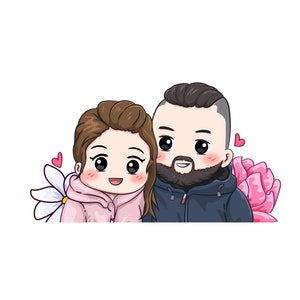 Anime chibi personnalisé, portrait kawaii de dessin animé mignon, illustration, portrait de famille, cadeau de couple, animal de compagnie, personnalisé, pose de mascotte, anniversaire
