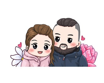 Custom Chibi Anime Portrait, Family Illustration, Couple Gift (Digital)