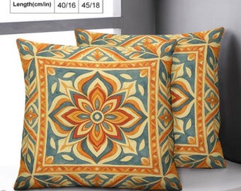 Muted Olive Mandala Throw Pillow Cover, Minimal Ethnic Floral Boho Cushion, Slow Living Bedroom Decor Pillow
