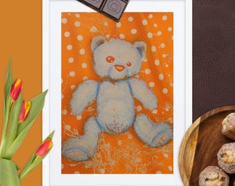 Baby Bear Print - Polka Dot - Framed poster