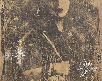 Woman with Purse Print - Gelli Print Artwork