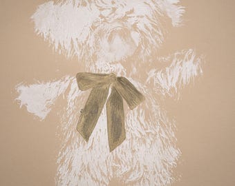 Baby Bear Nursery Print | Textured Teddy Bear Wall Art (Digital Download)