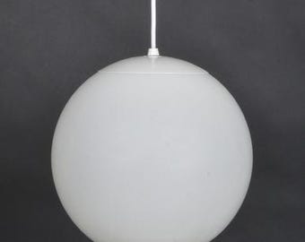 Mid-Century Modern White Glass Globe Pendant Light with Cord (12 inch) - Factory Irregular