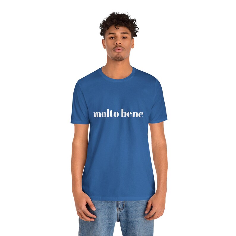 Molto Bene T-Shirt: Italian Positive Message Tee Columbia Blue