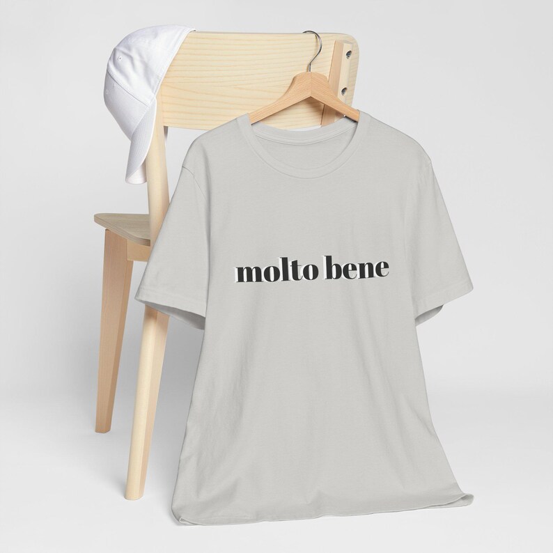 Molto Bene T-Shirt: Italian Positive Message Tee Silver