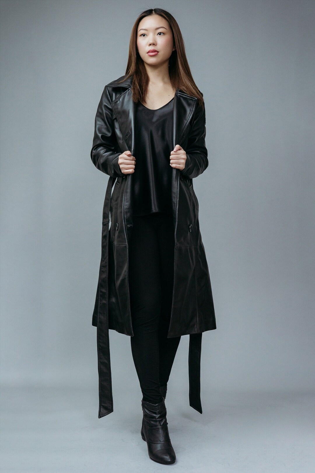 ジャケット・アウター AMERI RAFFINE FAKE LEATHER TRENCH COAT AMERI VINTAGE | snap account | . RAFFINE FAKE LEATHER TRENCH