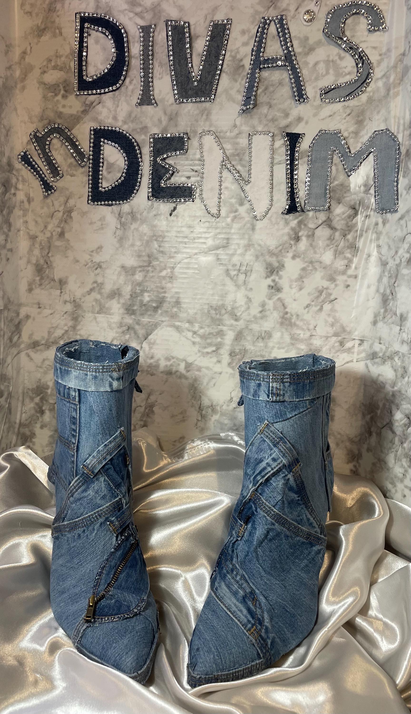 Denim Ankle Boots Etsy Canada