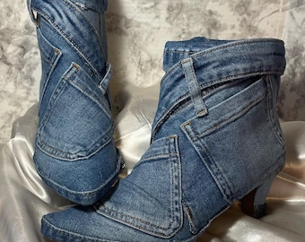 Denim ankle boots