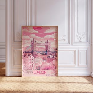 London City Print, rosa Posterdruck, Stadtdruck, moderner Druck, trendiger rosa Druck, Girly Druck, London Karte Druck, UK, England Druck