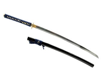Hand Forged Samurai Katana, 1045 Carbon Steel Japanese Sword, Dragon Tsuba