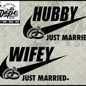 Echtgenoot net getrouwd, vrouw net getrouwd, Nike, net getrouwd, getrouwd, SVG, clipart, digitaal, huwelijk, Cricut