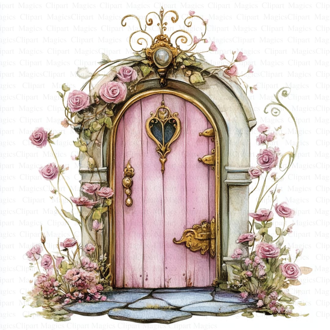 Floral Fairy Door Clipart Watercolor Printable Art (digital Download
