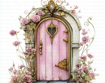 Floral Fairy Doors Clipart | 5 High Quality JPGs | Digital Download | Art | Printable Watercolor Clipart | High Resolution | Paper Craft