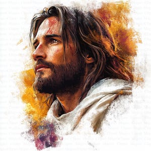 Jesus Christ Clipart | 5 High Quality JPGs | Digital Download | Wall Art | Easter Jesus Clipart | Printable Watercolor Clipart | Paper Craft